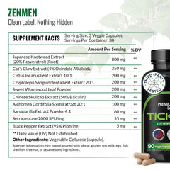 Zenmen botella abierta con cápsulas listas para uso y control de calidad