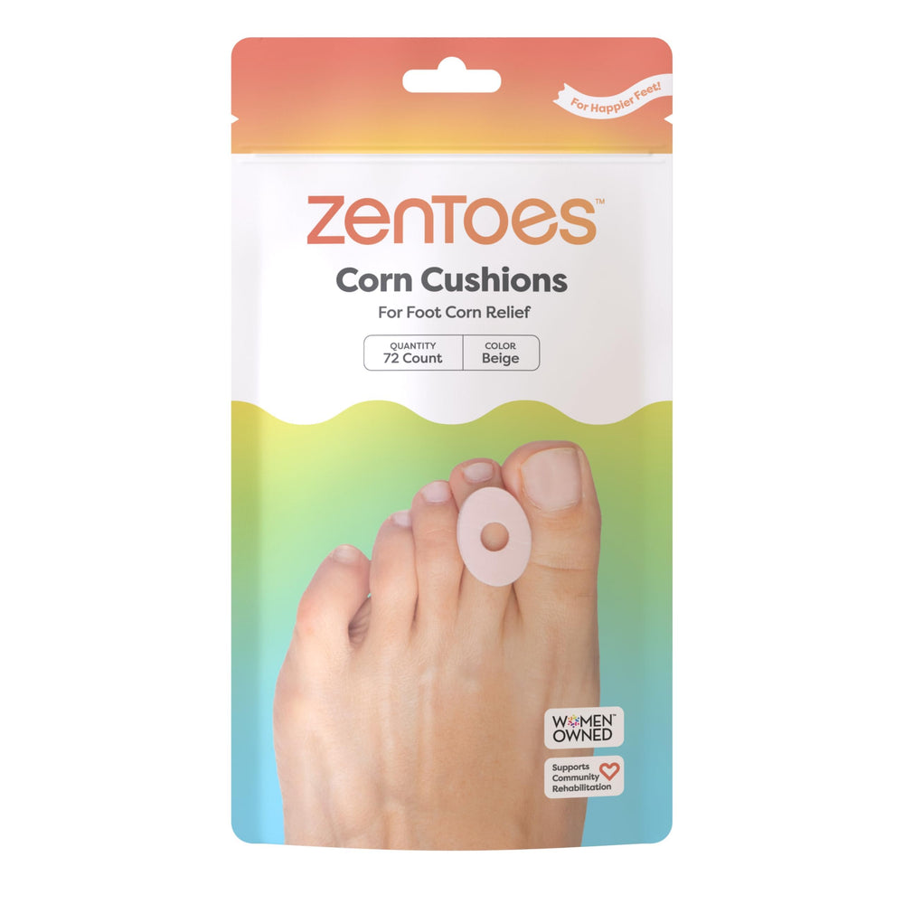 ZenToes embalaje frontal mostrando 72 unidades y protección antifricción
