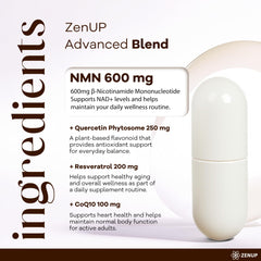 Etiqueta ZenUP con información de dosis e ingredientes bien legible