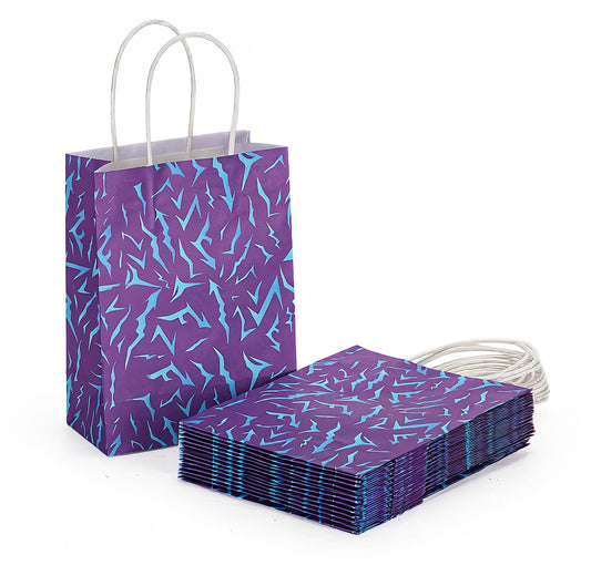 Zhoeybubi vista frontal del paquete de 12 bolsas moradas, aporta estilo temático