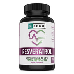 ZHOU Resveratrol: botella vertido para apoyar la rutina cardiovascular.