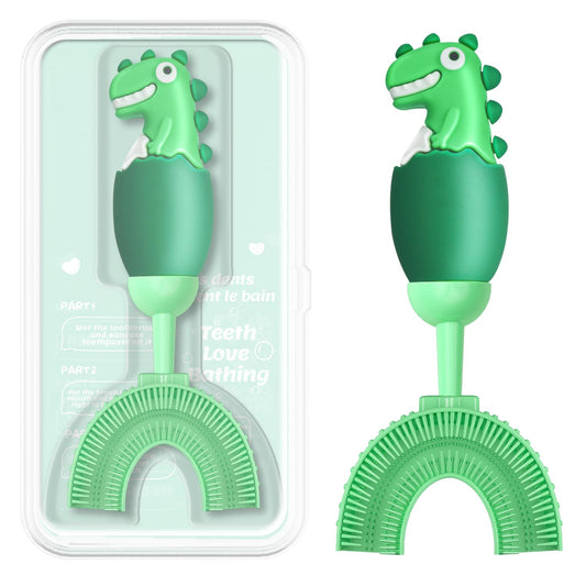 ZMRZ vista frontal del cepillo en U con empaque atractivo y diseño infantil