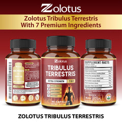 Zolotus ingredientes secos (Tribulus, Ashwagandha, Maca) mostrando origen natural