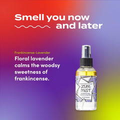 Zum Mist rociado en aire mostrando la fina niebla aromática y cobertura