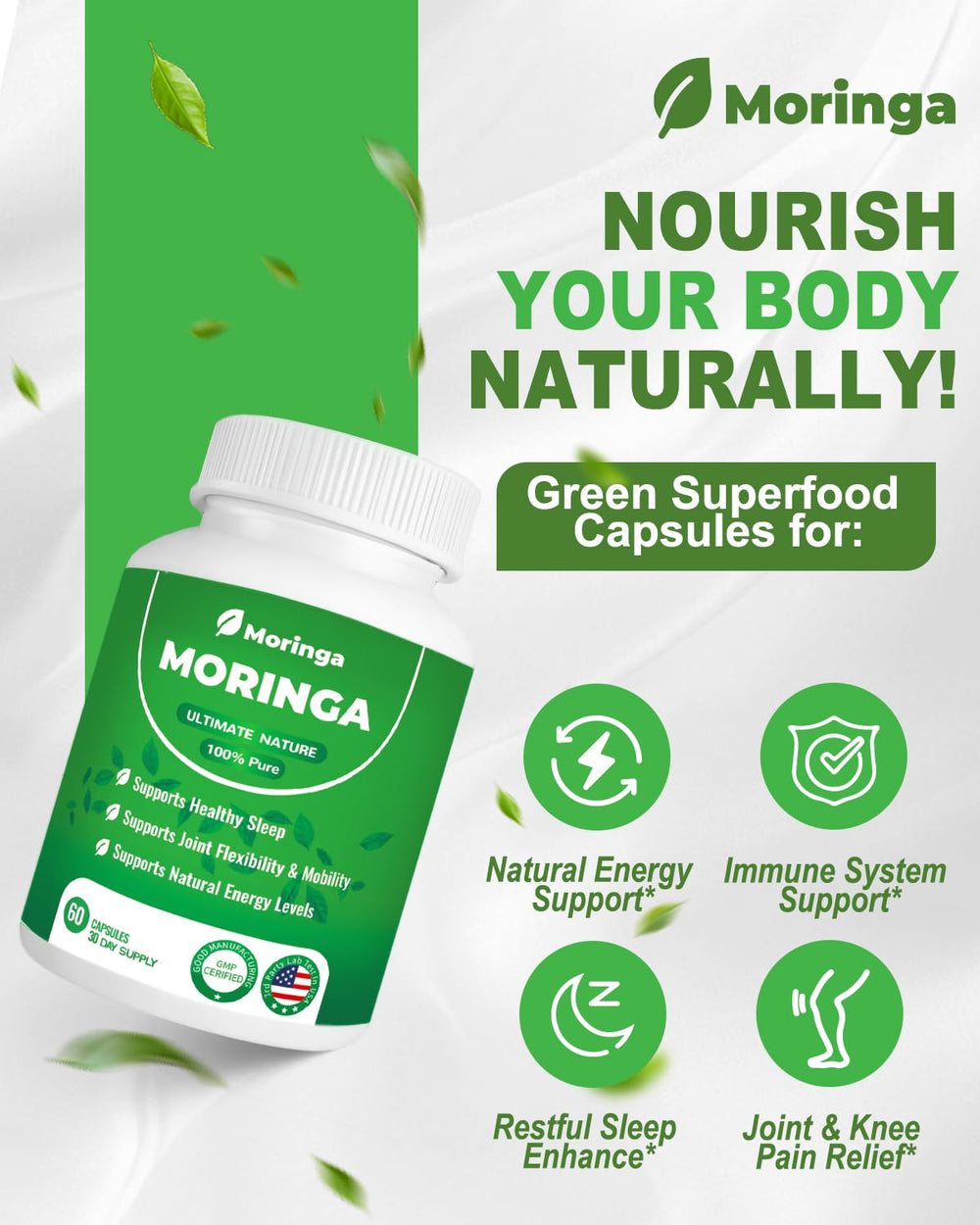 ZyliaVitaX polvo de moringa mostrando color y pureza vegetal