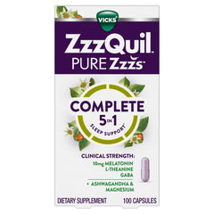 Ingredientes del producto ZzzQuil sobre mesa para transparencia y confianza