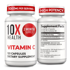 10X Health embalaje frontal y beneficio claridad del producto
