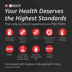 10X Health cerca de ingredientes crudos que sugieren pureza y origen