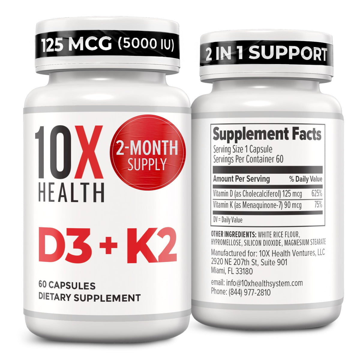 10X Health frasco delantero que muestra el diseño y beneficios visibles