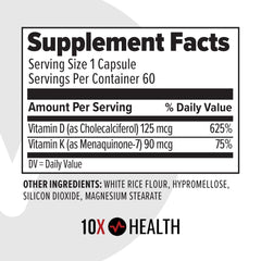 10X Health frasco etiqueta con sello de calidad Made in USA visible