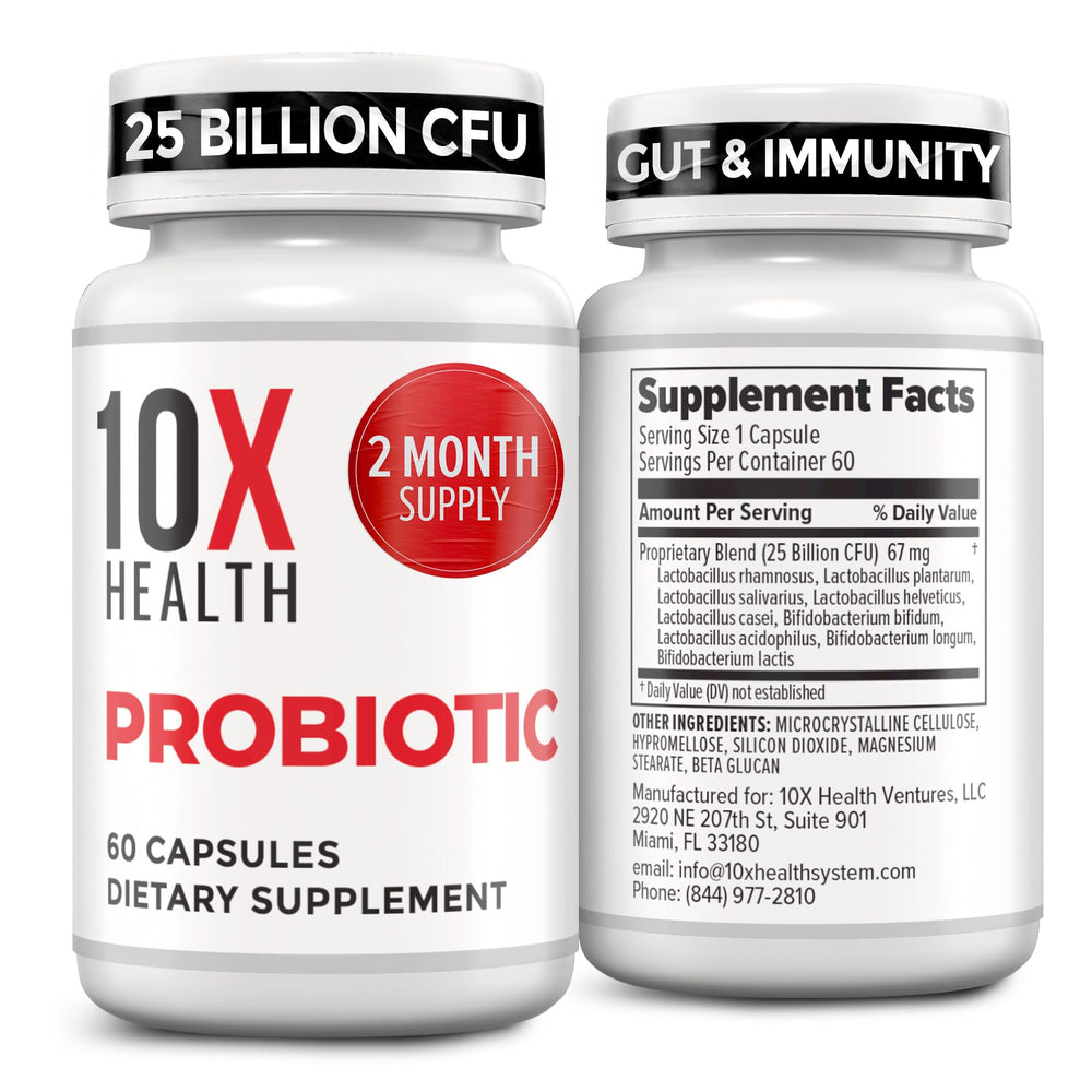 10X Health frontal del paquete mostrando cápsulas y beneficio digestivo