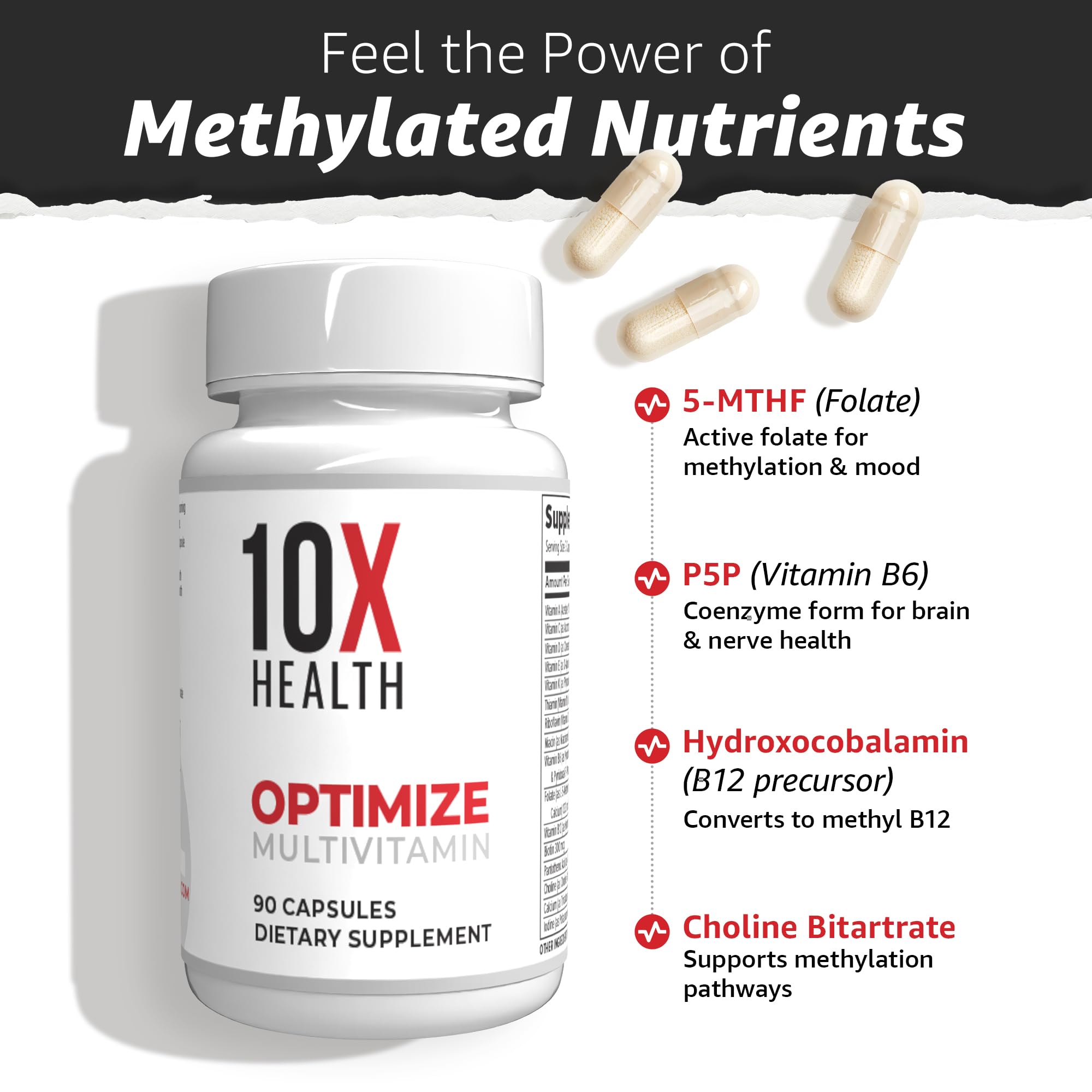 10X Health lista de ingredientes para ver vitaminas y minerales