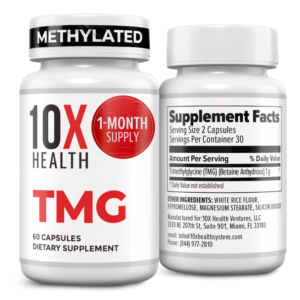 10X Health frasco frente mostrando etiqueta clara y beneficio calidad