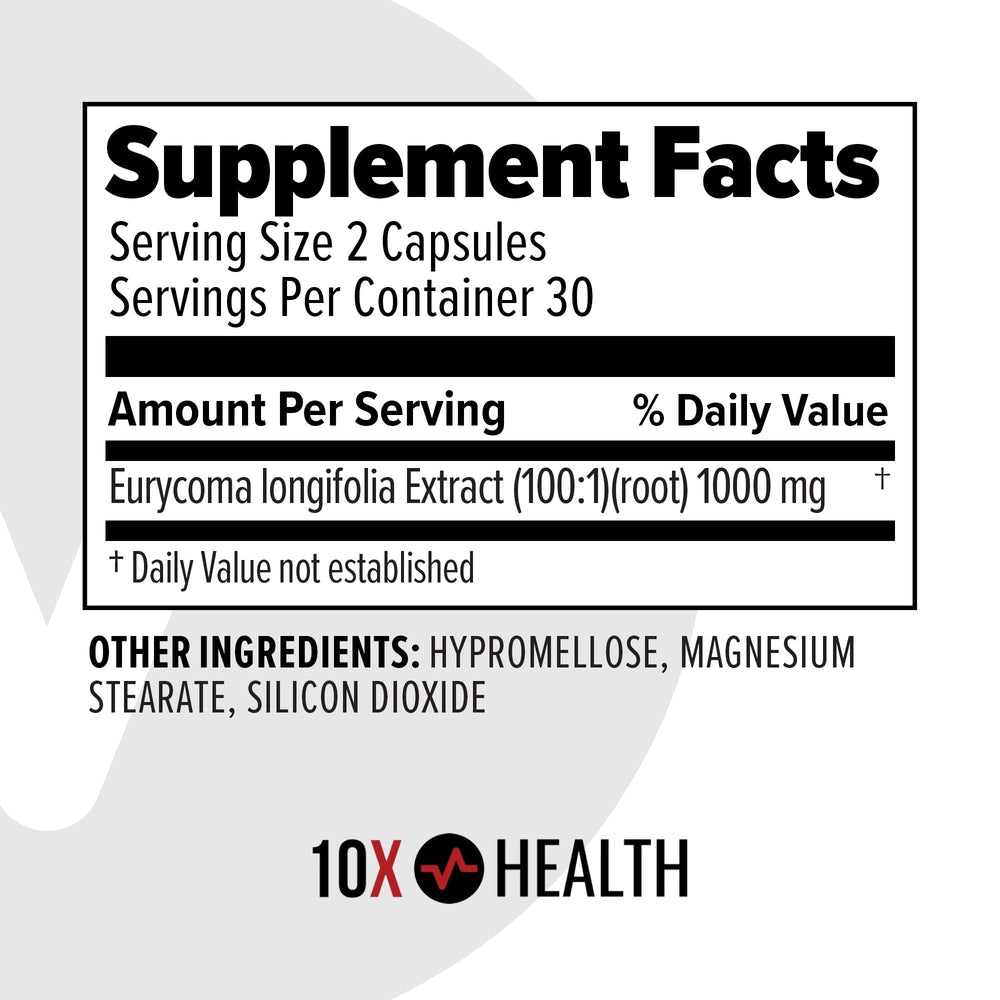 10X Health etiqueta con ingredientes y pruebas de pureza visibles
