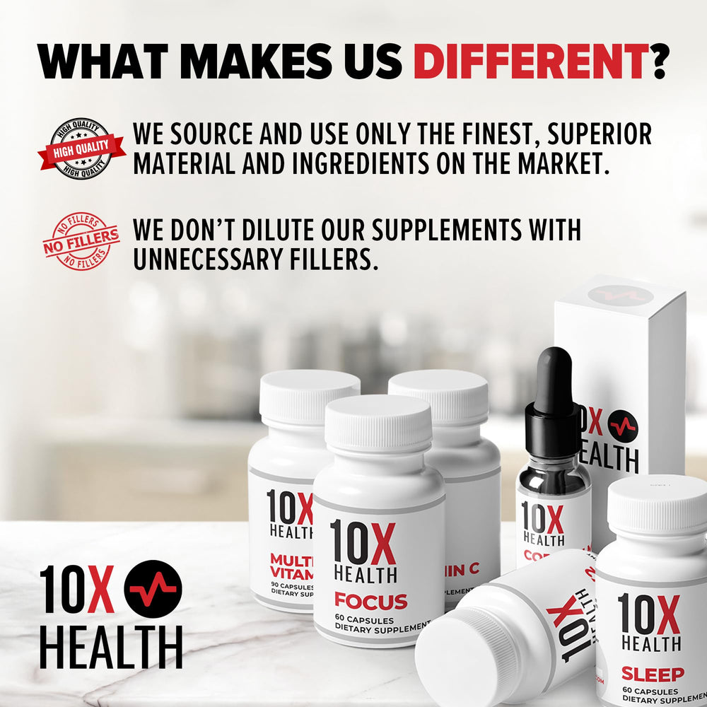 10X Health System frasco en mesa de cocina ilustrando uso cotidiano