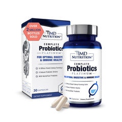 1MD Nutrition frasco completo mostrando complemento probiótico y conveniencia