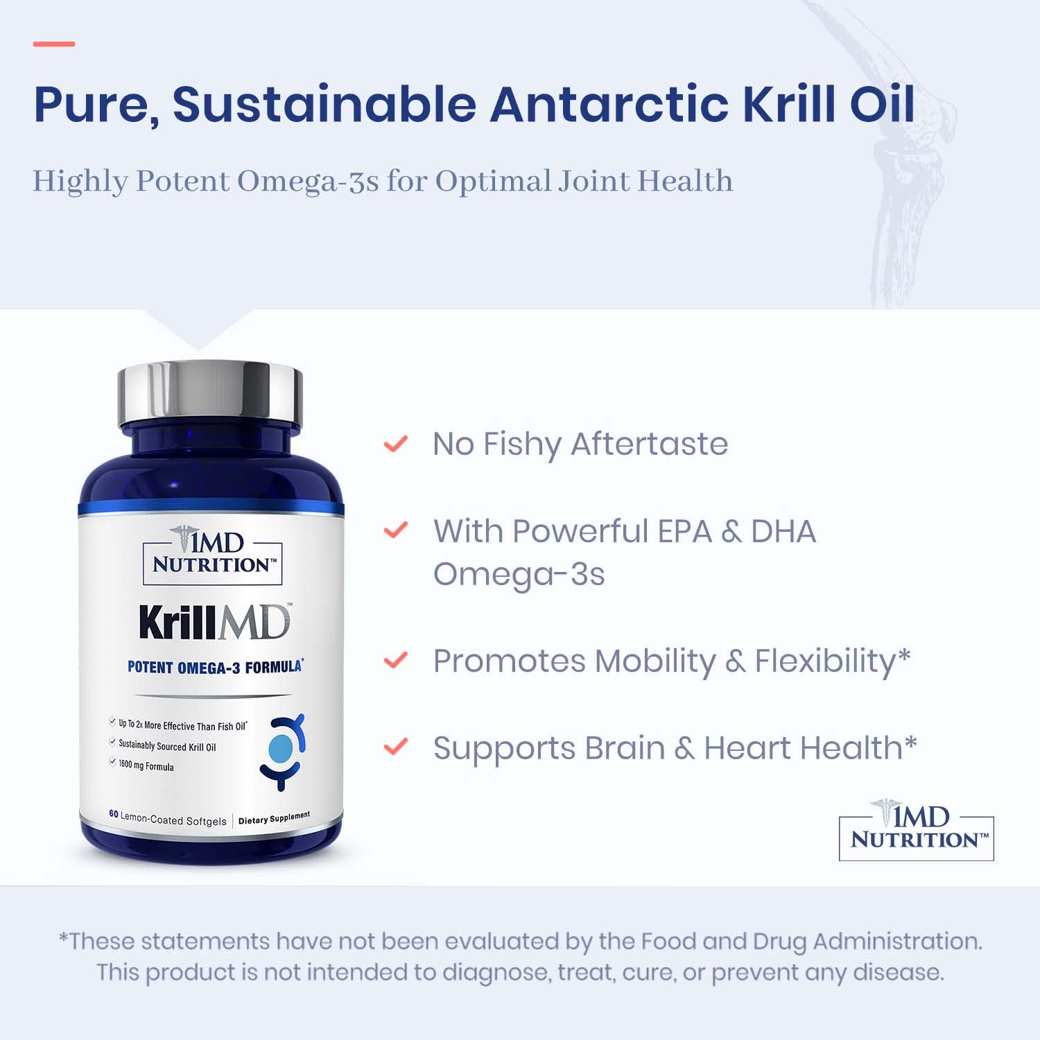 1MD Nutrition KrillMD caja con 60 cápsulas para cálculo de dosis y duración
