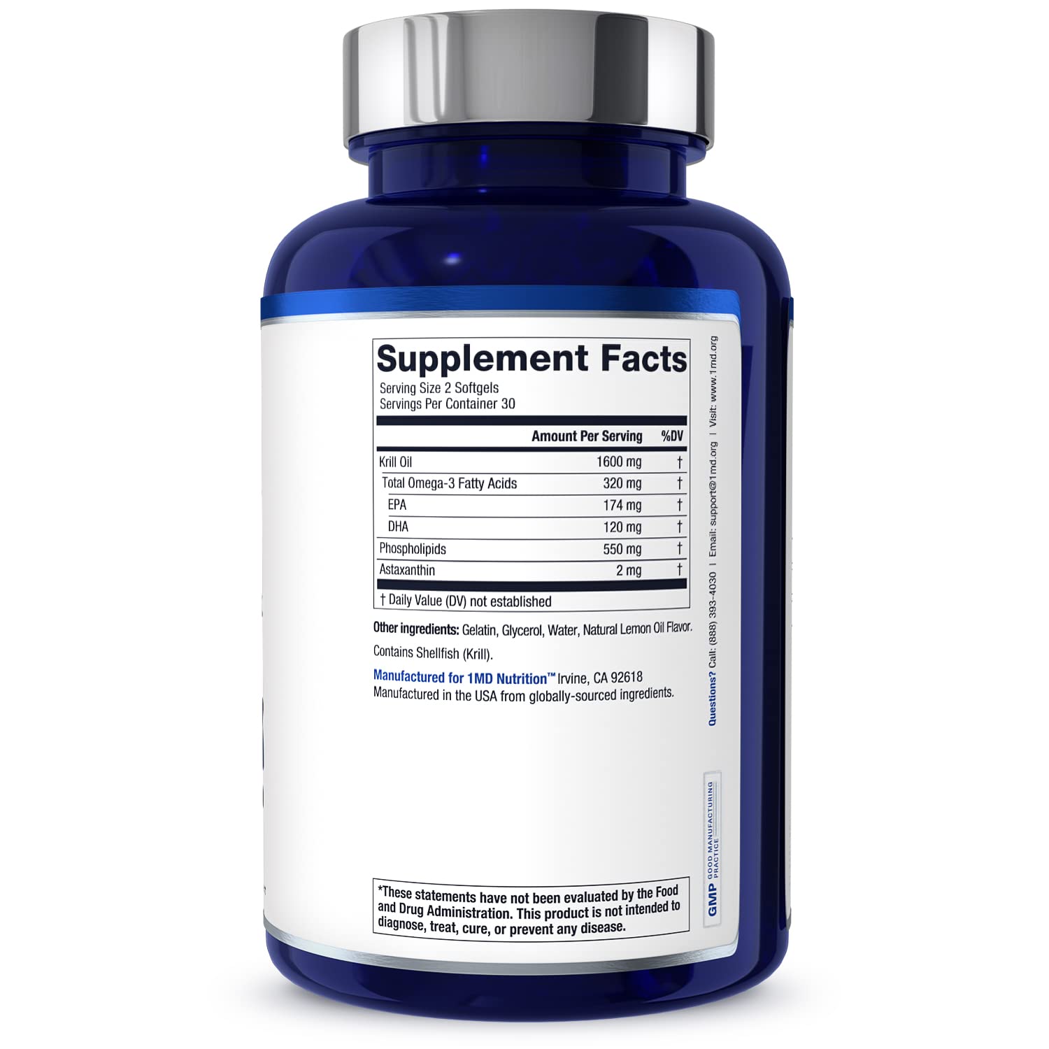 1MD Nutrition KrillMD etiqueta con información nutricional clara y completa