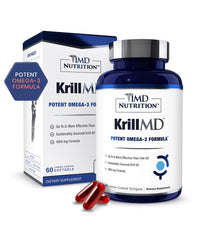 1MD Nutrition KrillMD frasco frontal mostrando presentación y beneficio de omega‑3