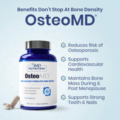 1MD Nutrition OsteoMD detalle del MenaQ7 indicando soporte para distribución de calcio