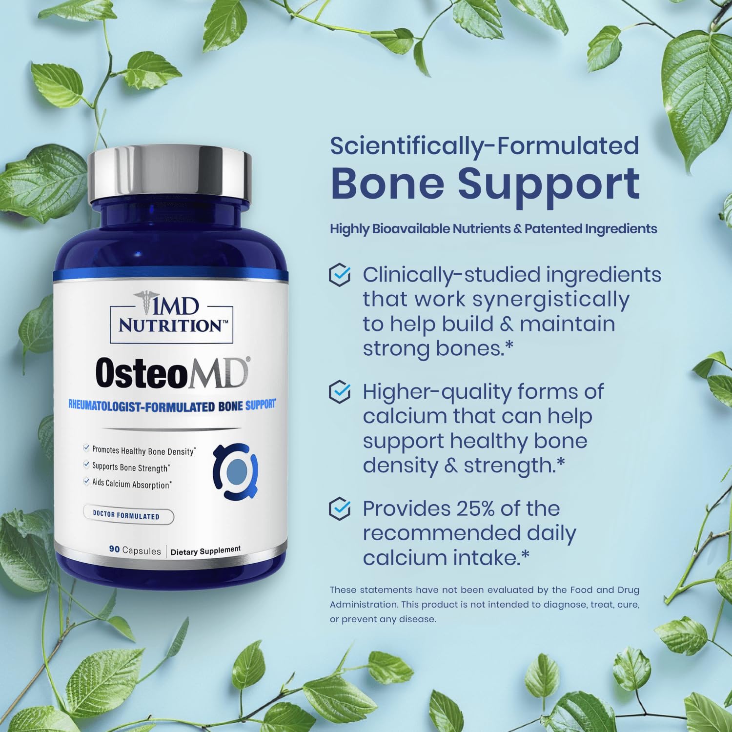 1MD Nutrition OsteoMD persona tomando cápsula por la mañana para rutina diaria