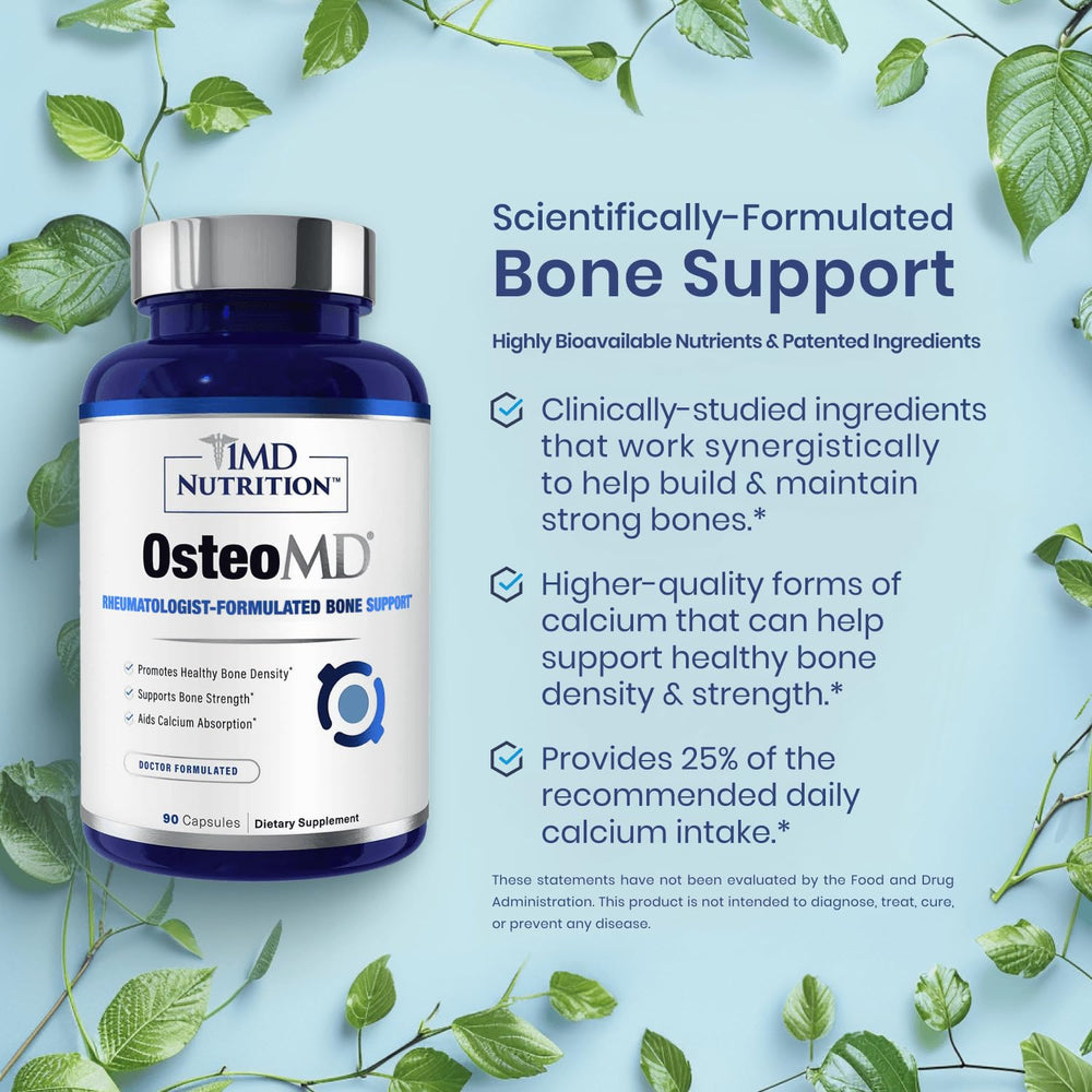 1MD Nutrition OsteoMD persona tomando cápsula por la mañana para rutina diaria