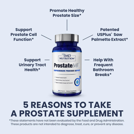 1MD Nutrition ProstateMD detalle de una cápsula resaltando textura y pureza