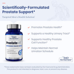 1MD Nutrition ProstateMD etiqueta con ingredientes clave y certificación USPlus