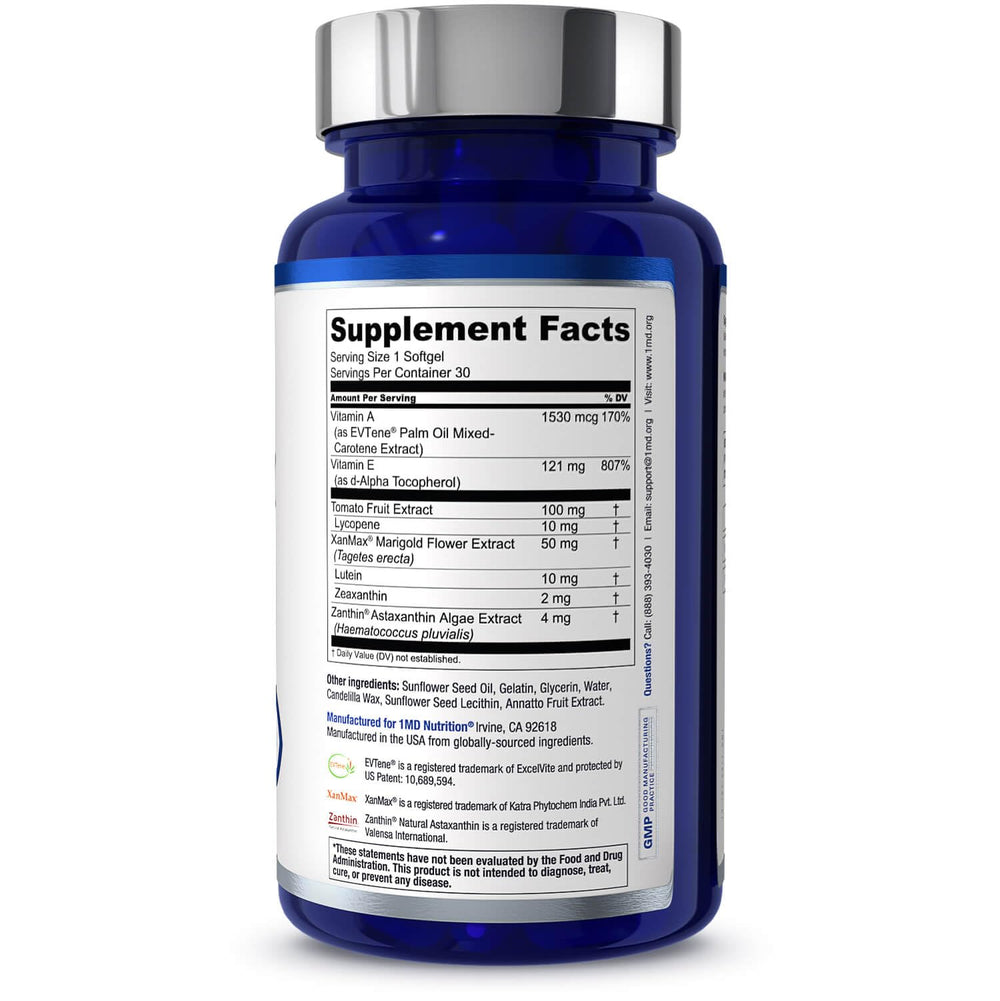 1MD Nutrition softgel junto a comida VisionMD mejor absorción con grasa