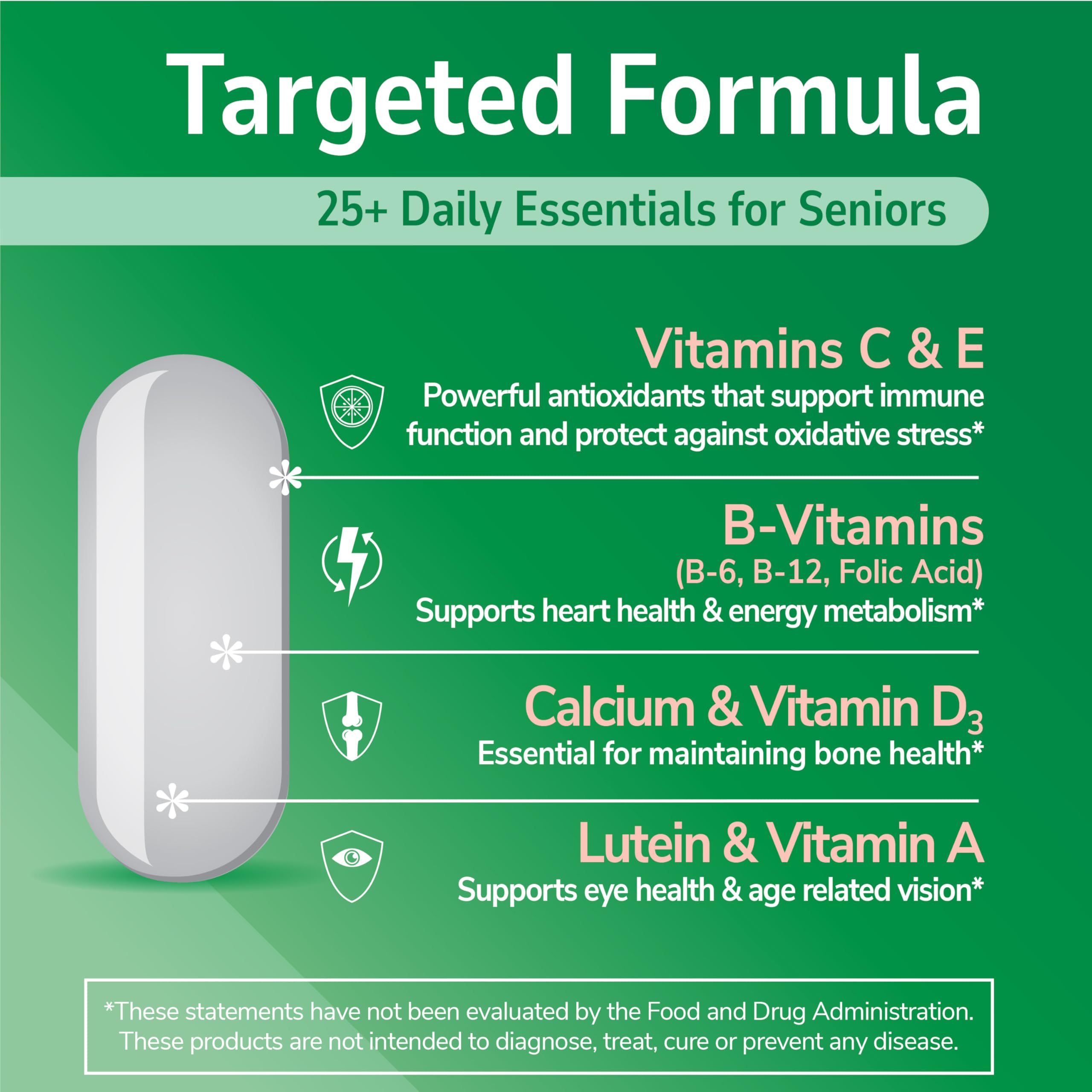 21st Century etiqueta con lista de vitaminas y minerales clave