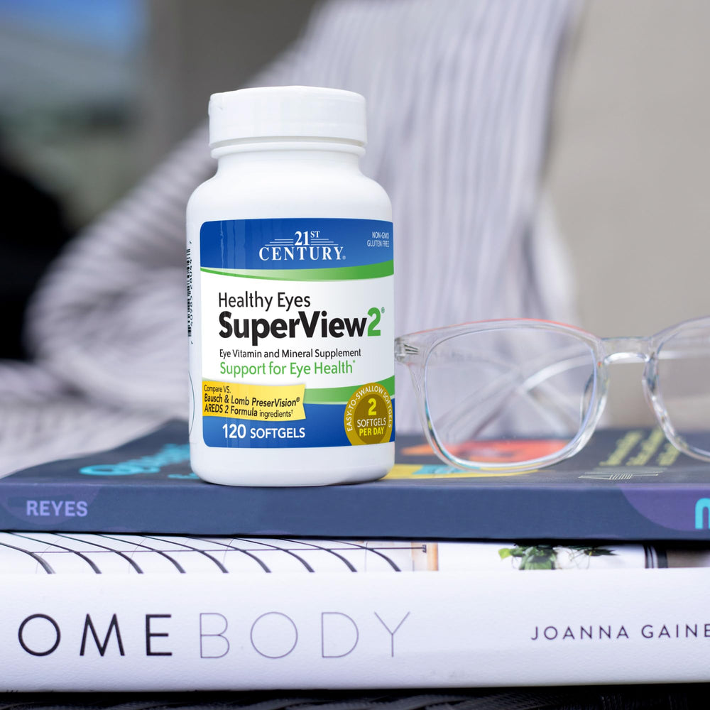 21st Century frasco abierto con 120 softgels indicando suministro para meses