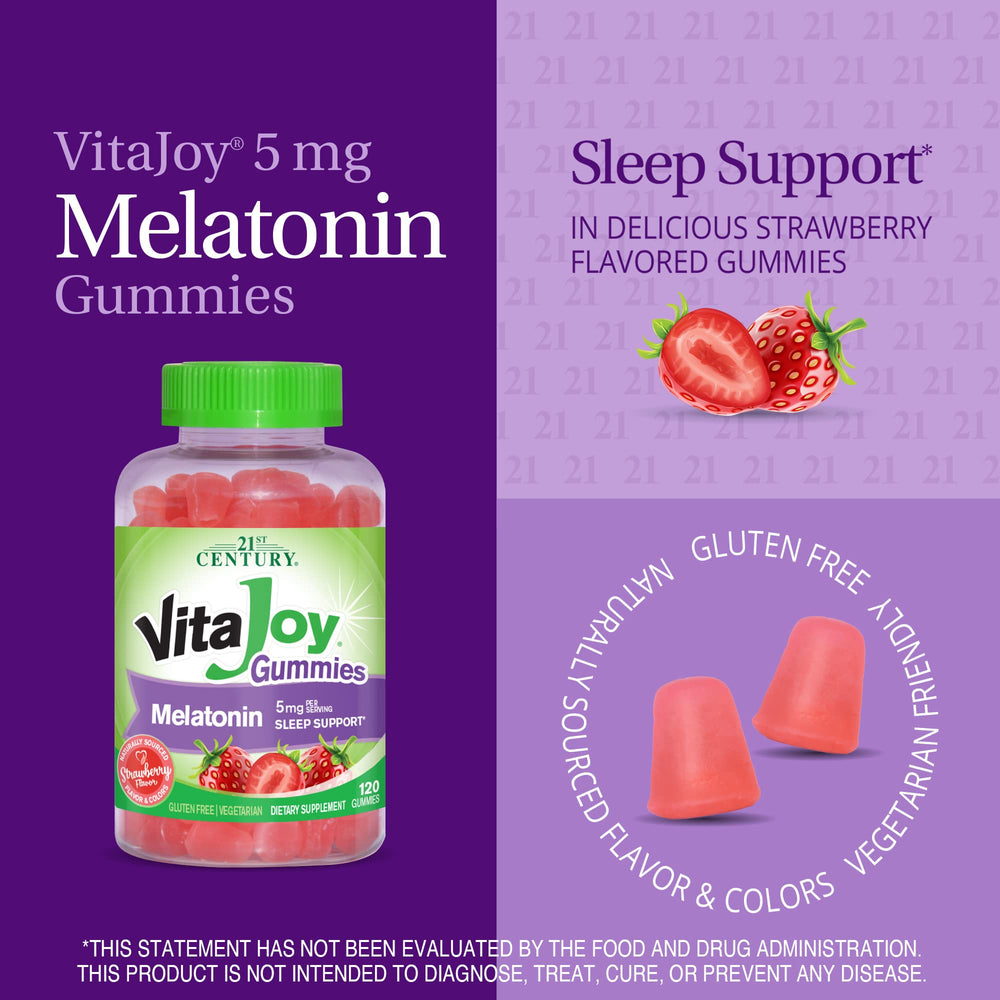 21st Century VitaJoy primer plano de la textura gomosa y brillo, indicativo de sabor fresa