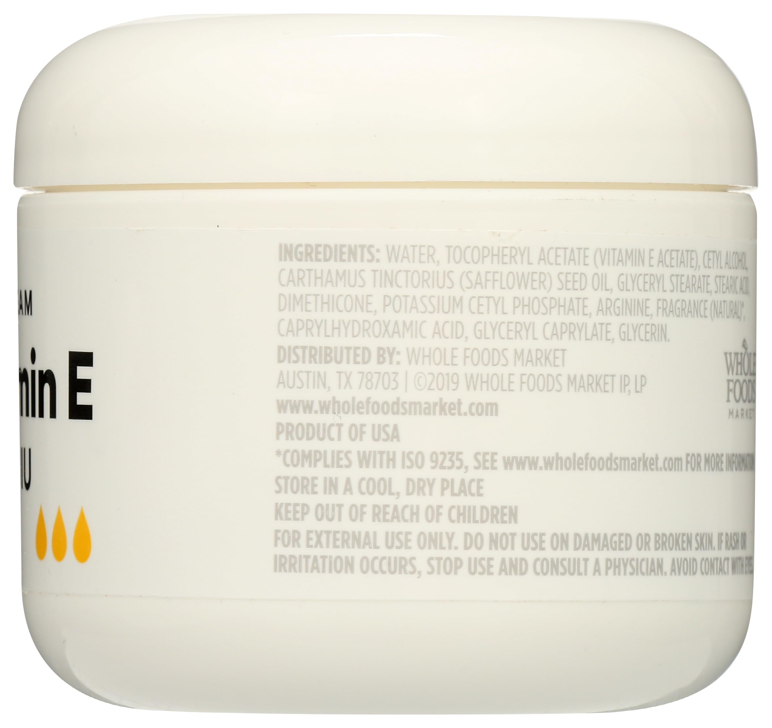 365 by Whole Foods Market crema primer plano de etiqueta con lista de ingredientes