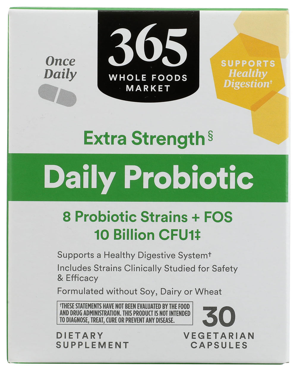 365 by Whole Foods Market frasco frontal mostrando etiqueta y beneficio diario