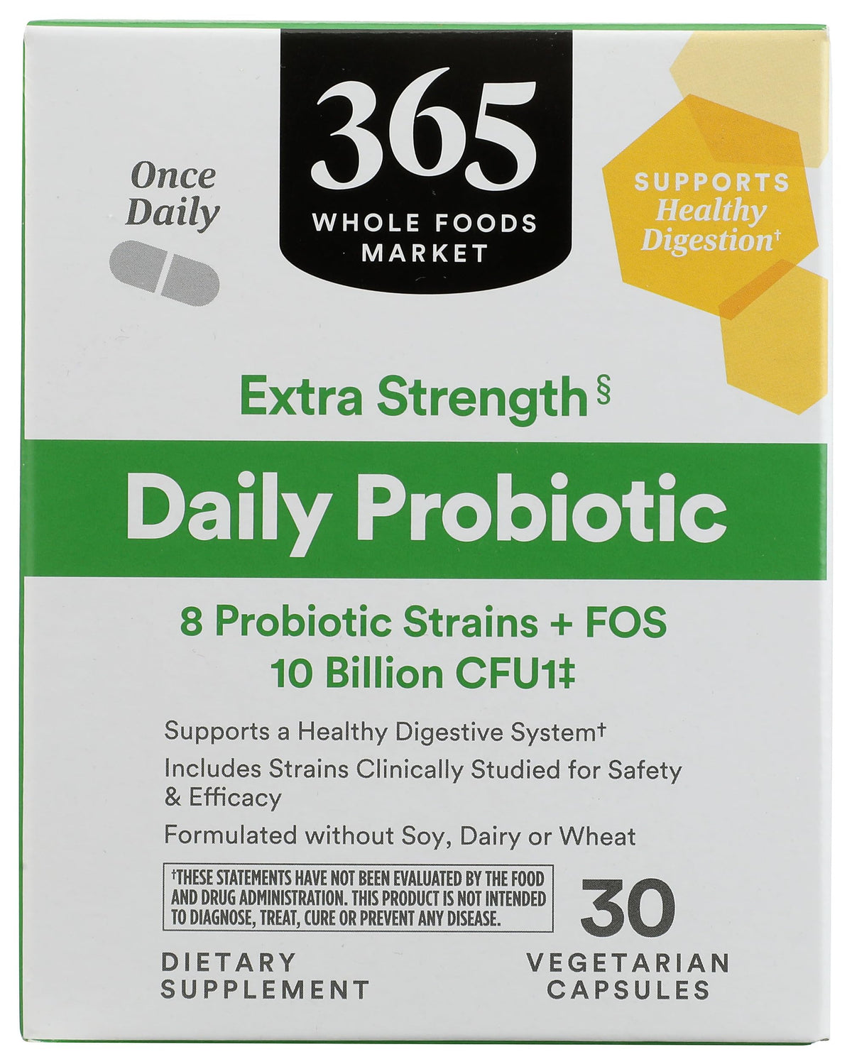 365 by Whole Foods Market frasco frontal mostrando etiqueta y beneficio diario