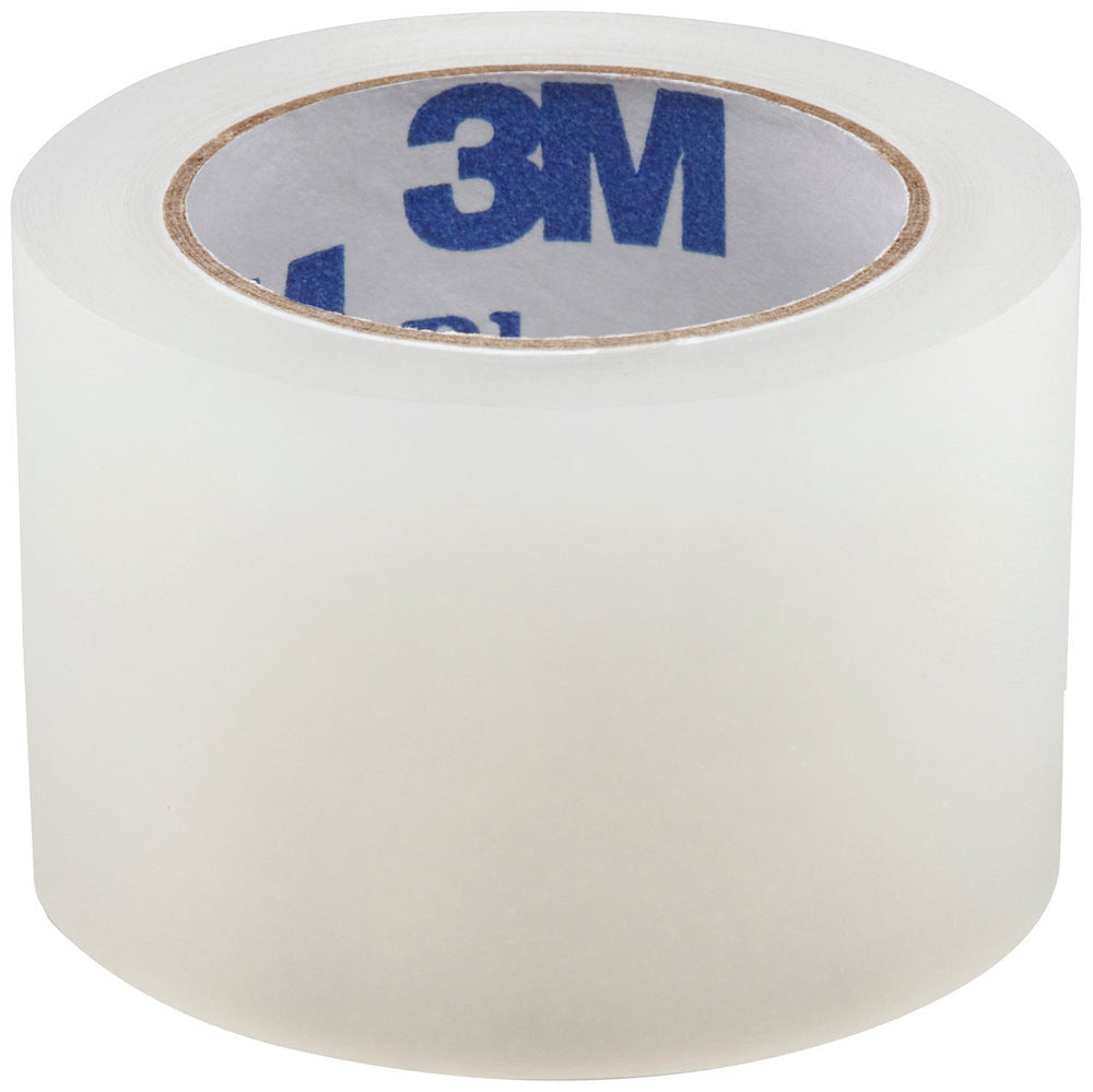 3M Blenderm rollo frontal mostrando tamaño y transparencia para fijación segura