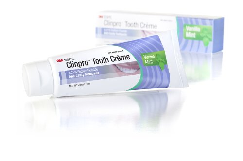 3M Clinpro empaque frontal que destaca el sabor vainilla-menta y beneficios de remineralización