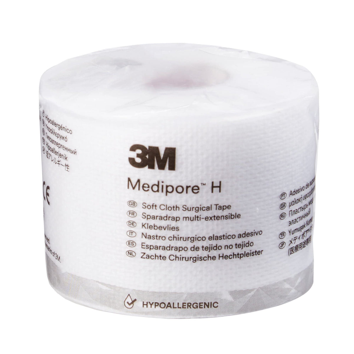 3M Medipore H frente del rollo mostrando el ancho y color para fijación segura
