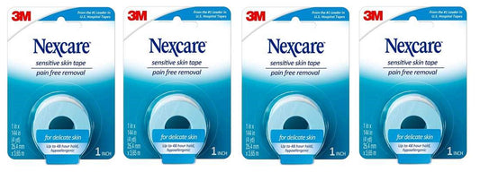 3M Nexcare vista frontal del pack mostrando los cuatro rollos y beneficios de sujeción