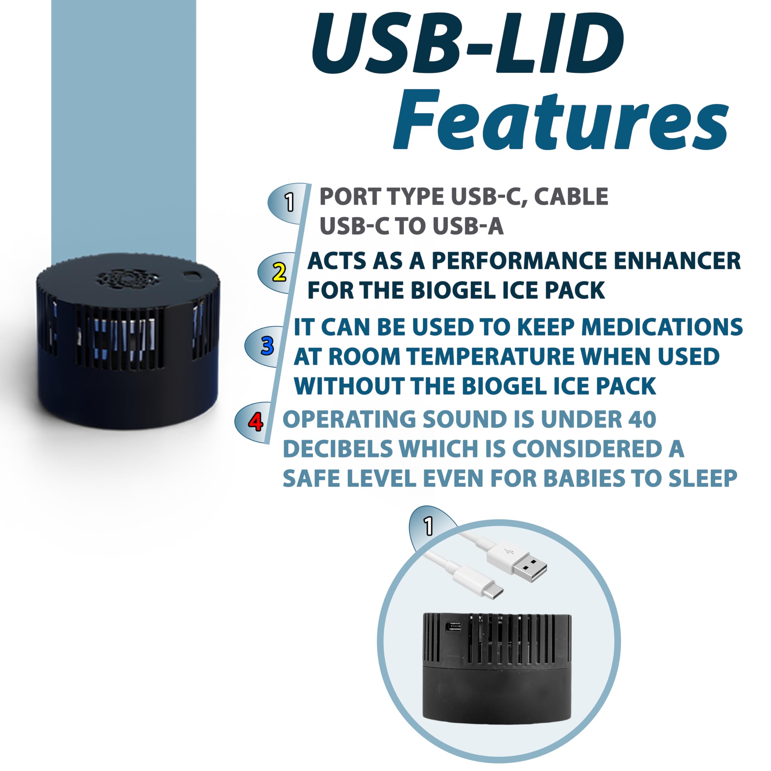 4ALLFAMILY tapa USB conectada a powerbank para enfriamiento continuo en ruta