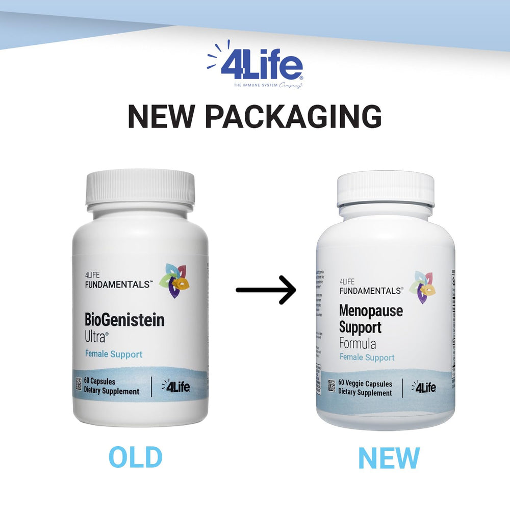 Etiqueta frontal de BioGenistein Ultra con información de ingredientes.