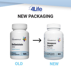 Etiqueta frontal de BioGenistein Ultra con información de ingredientes.