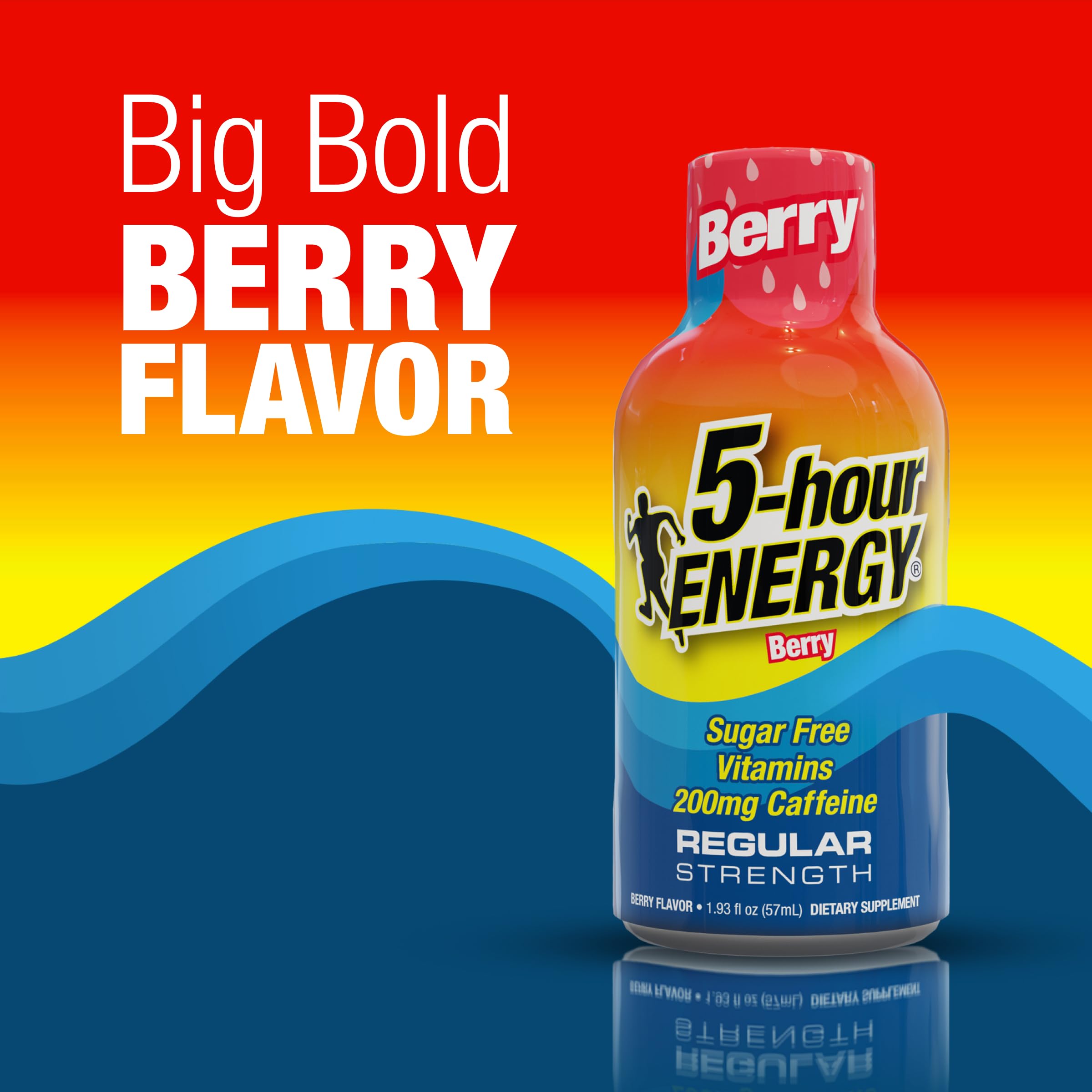 5-hour ENERGY botella Berry en primer plano mostrando el envase compacto