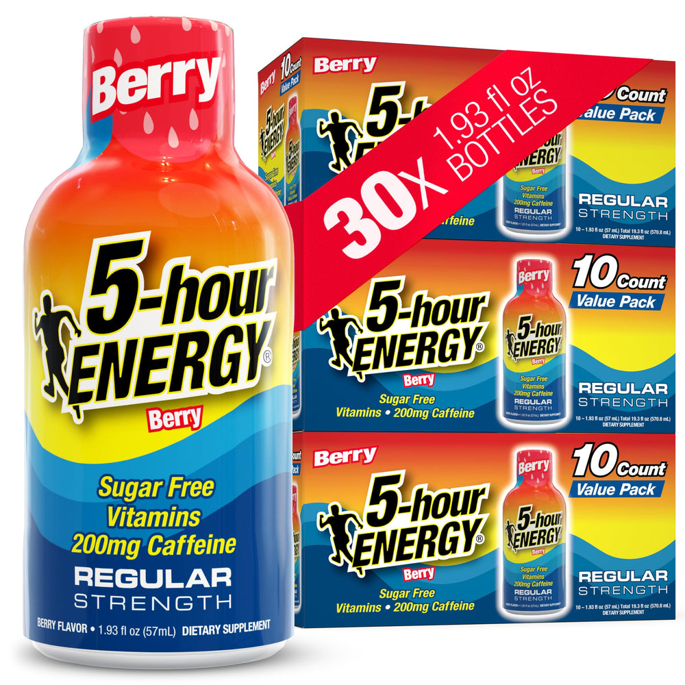 5-hour ENERGY frontal del paquete con 30 unidades y conveniencia portable
