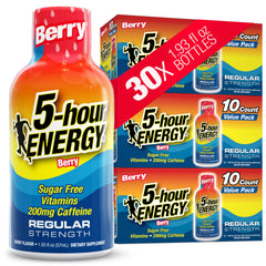 5-hour ENERGY frontal del paquete con 30 unidades y conveniencia portable