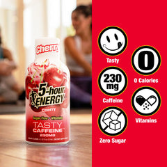 5-hour ENERGY ilustración de ingredientes que destaca cafeína y vitaminas