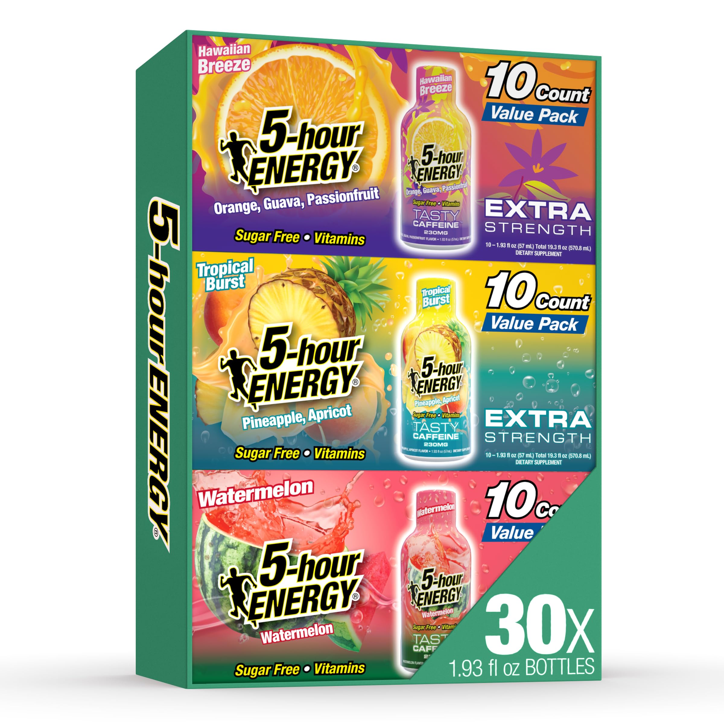 5-hour ENERGY imagen frontal del pack mostrando variedad y conveniencia