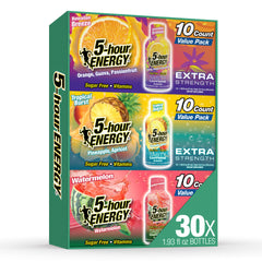 5-hour ENERGY imagen frontal del pack mostrando variedad y conveniencia