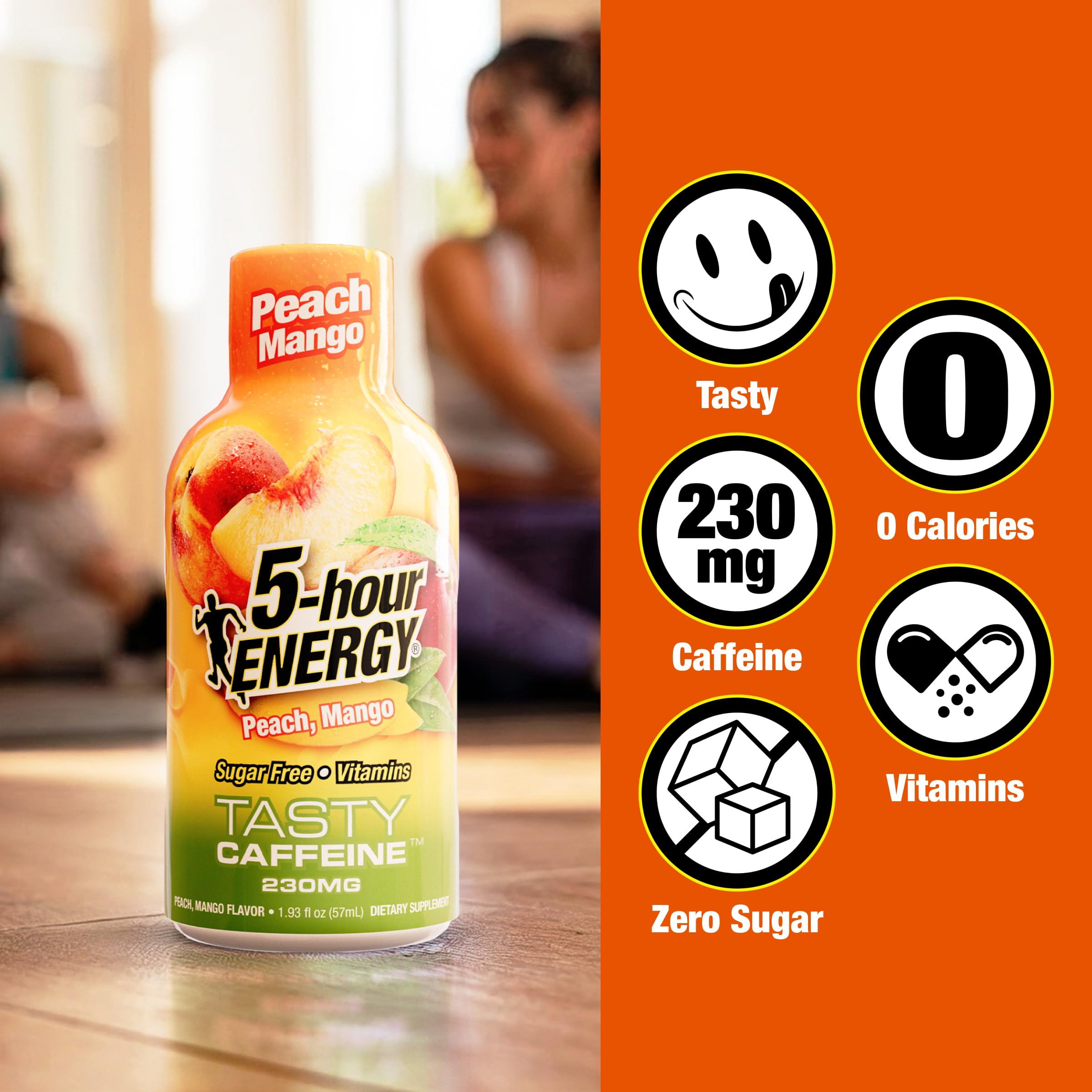 5-hour ENERGY comparación de tamaño junto a una taza para escala práctica