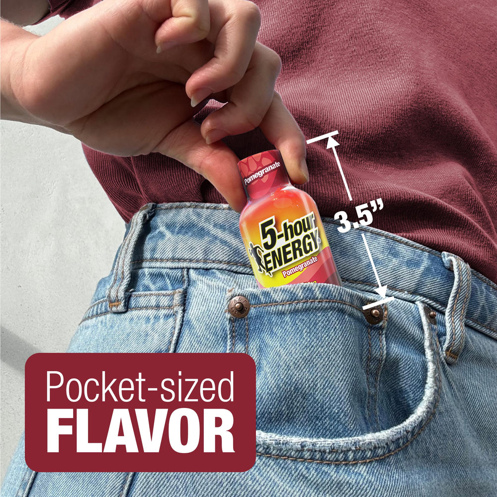 5-hour ENERGY etiqueta con información de ingredientes y beneficios claros
